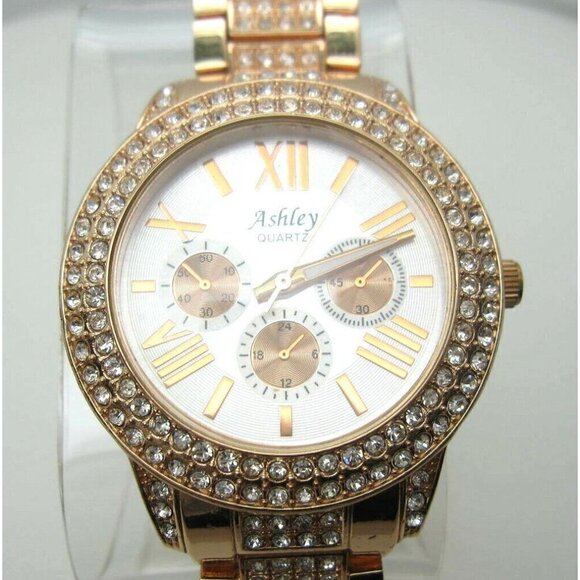 Women's Ashley Quartz Crystals WR Analog Crystal 40mm Dial Watch (C661) - Picture 1 of 12